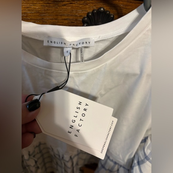English Factory White and Blue Checkered Blouse - Picture 2 of 2